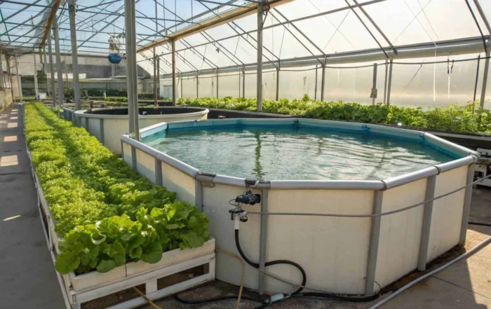 A diagram showing the cycle of sustainable fish farming