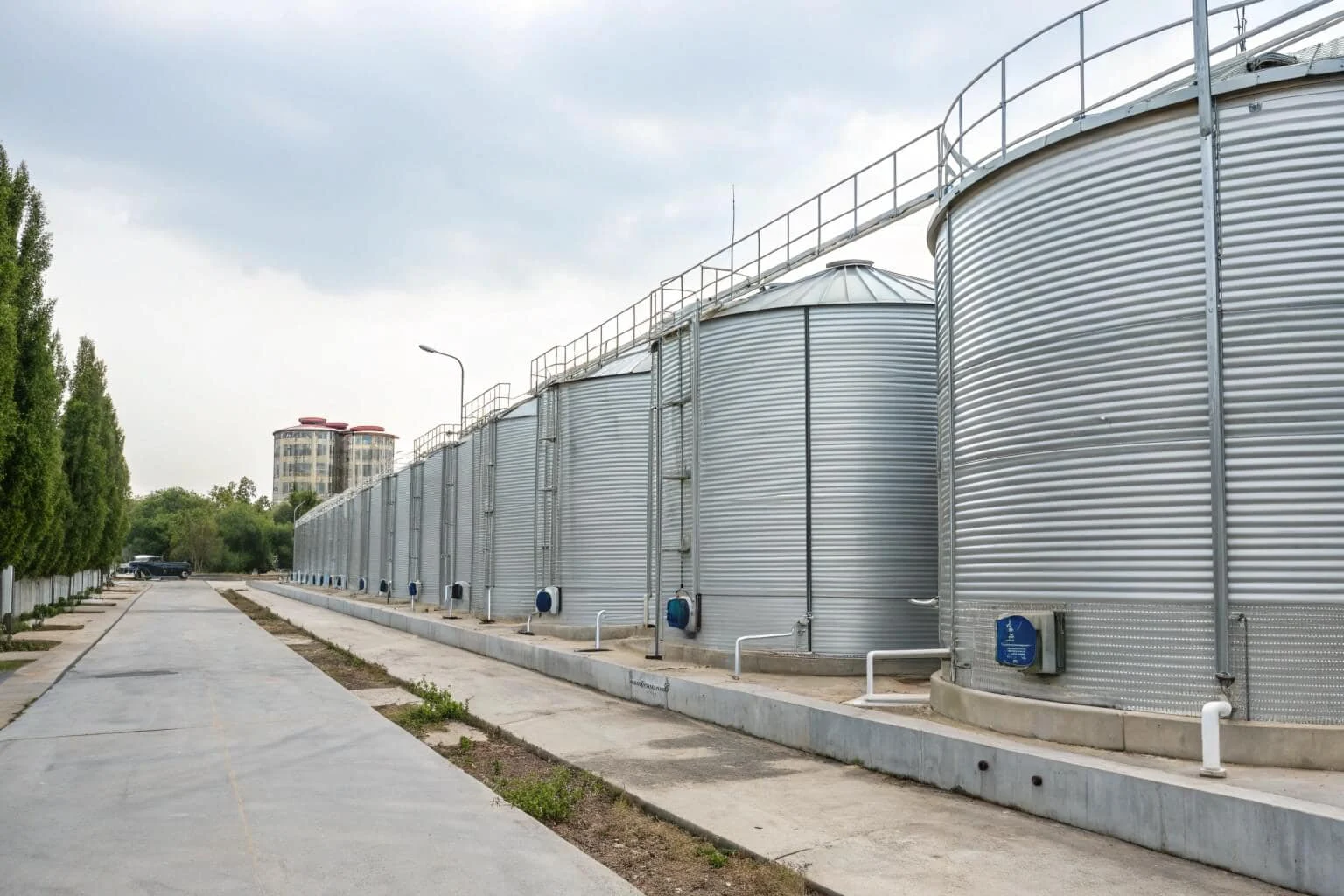 A fish farm with many tanks