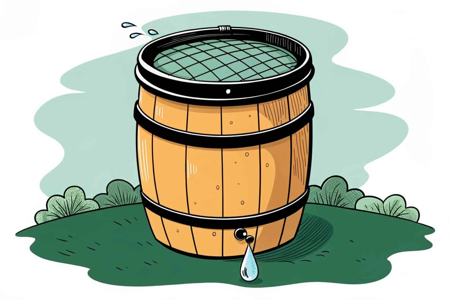 A rain barrel with a secure lid and mesh screen to prevent debris and mosquitoes