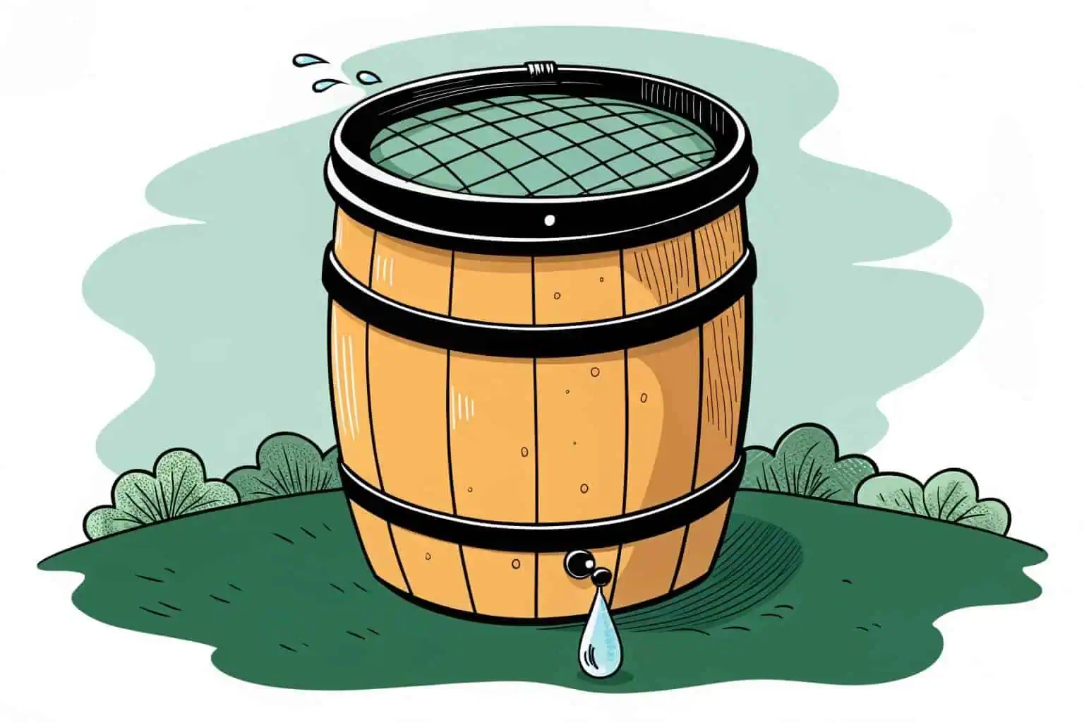 A rain barrel with a secure lid and mesh screen to prevent debris and mosquitoes