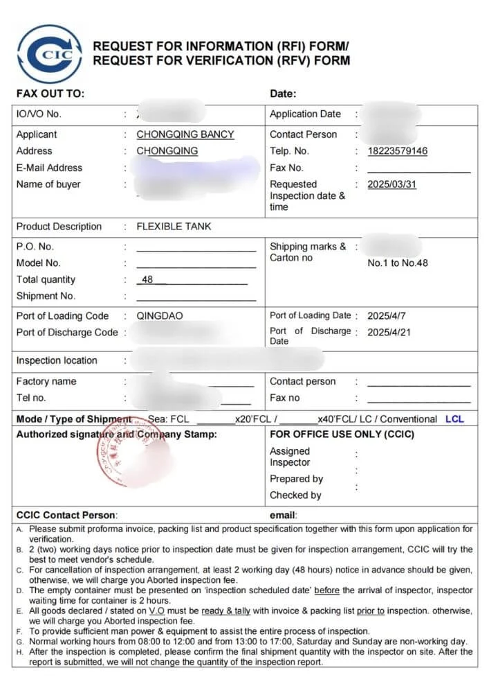 CCIC Inspection Report