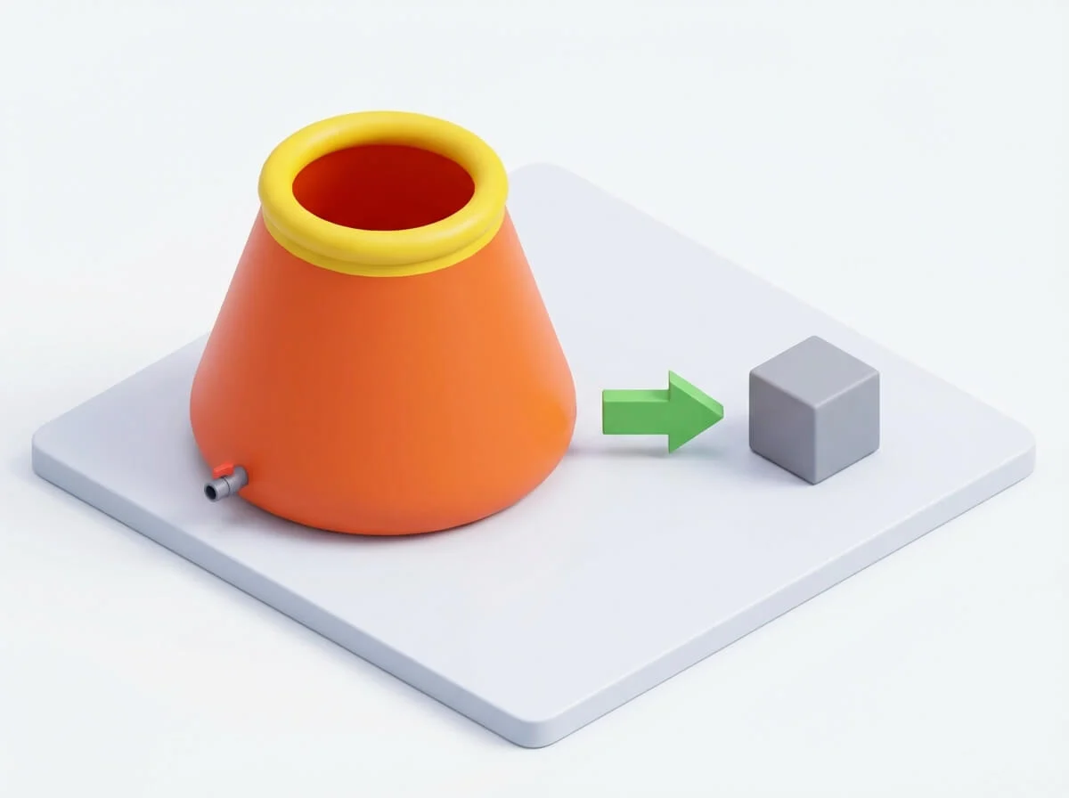 Comparison of full-size tank vs compact folded bag icon on white background