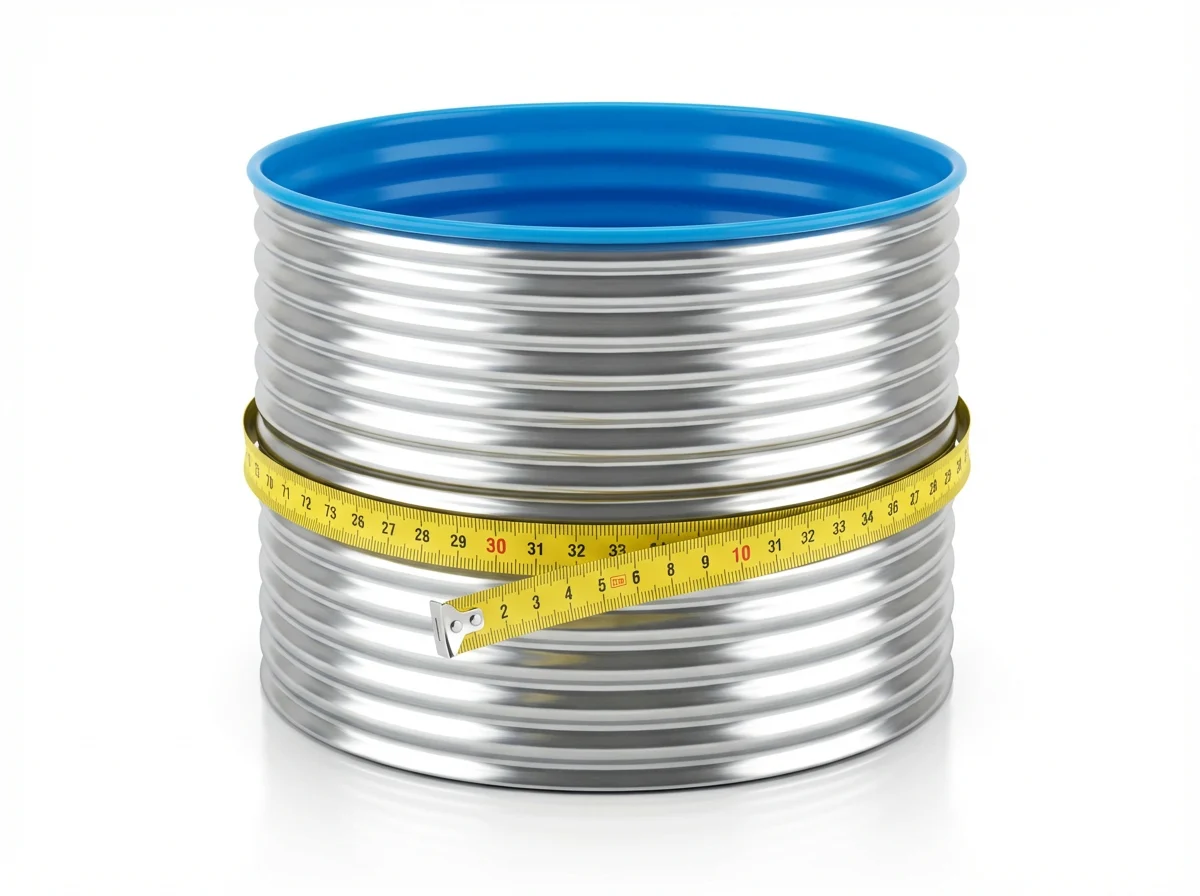 Yellow tape measure around a galvanized tank showing customization.