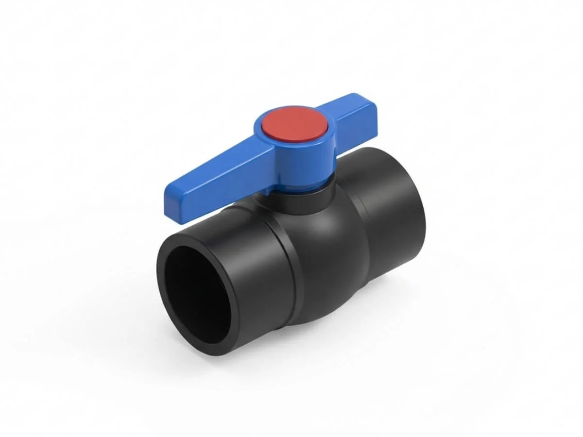 Close-up of the plastic outlet valve on the fish tank for quick water drainage.