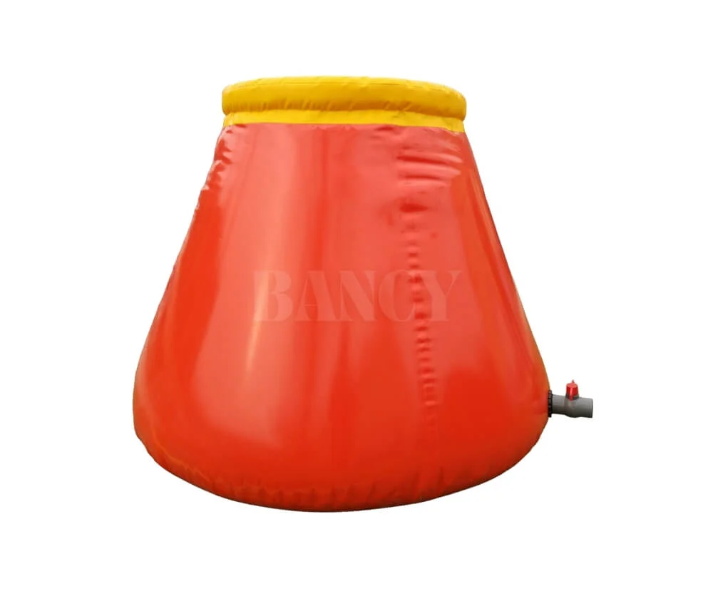 Red PVC fire fighting onion tank with high-visibility yellow foam collar