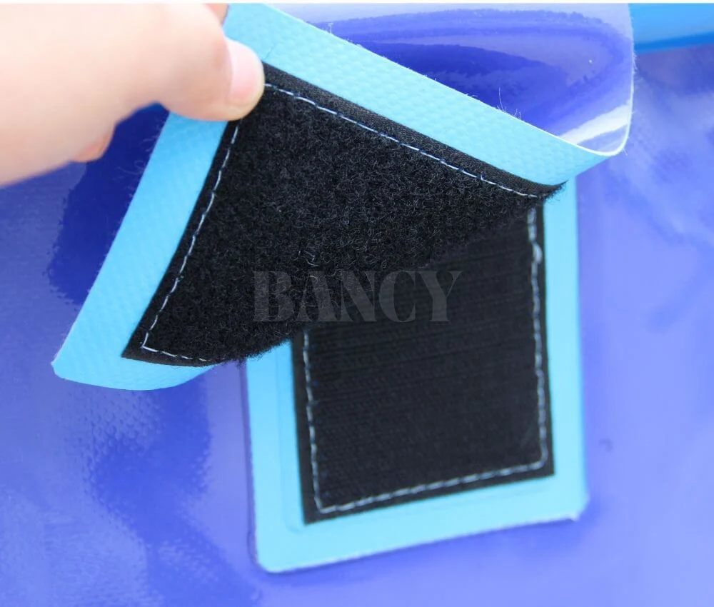 Close-up of the Velcro wrap fixation system on the tank rim, allowing easy liner replacement.