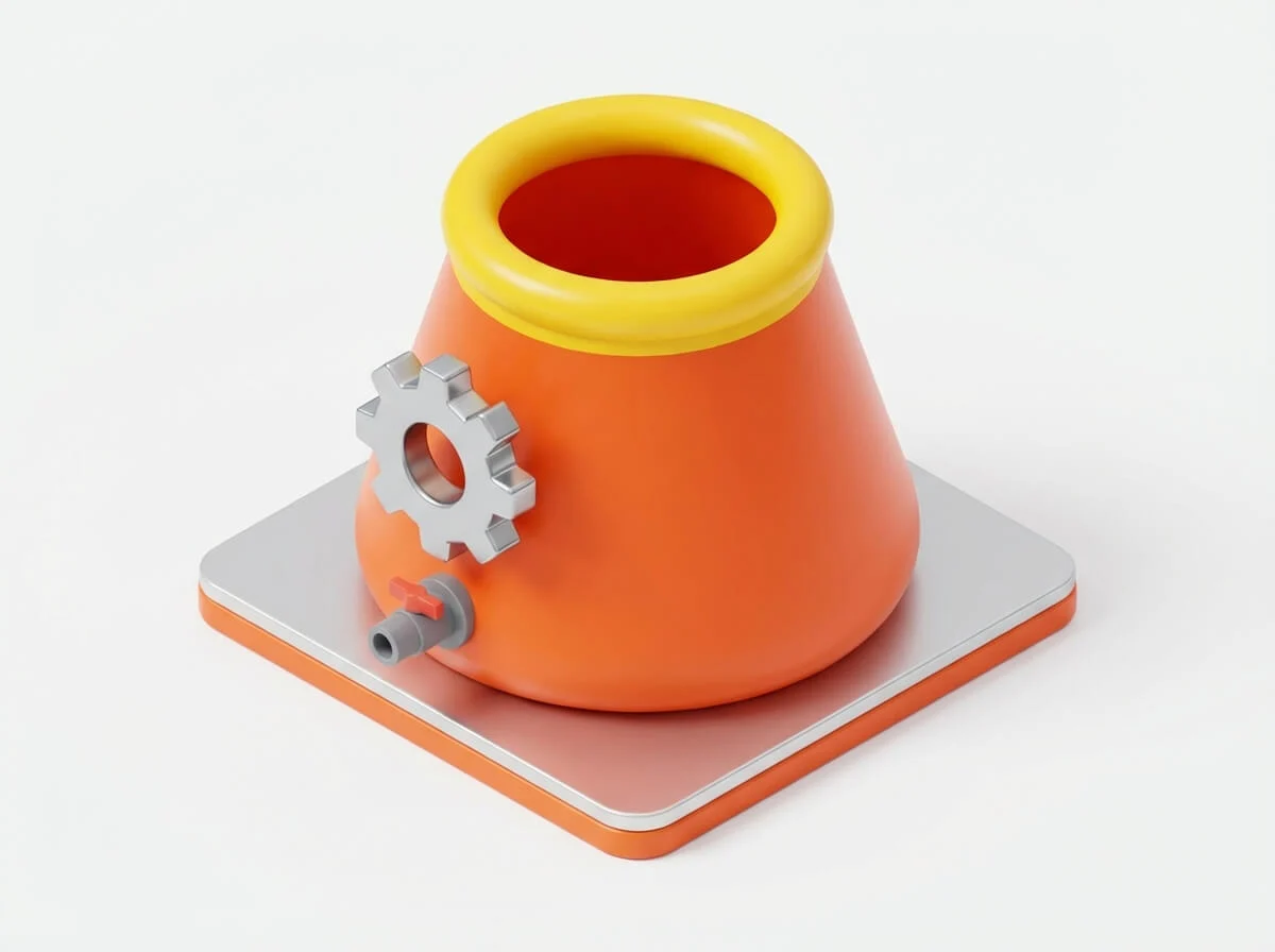 Onion tank valve area with gear icon symbolizing connection compatibility