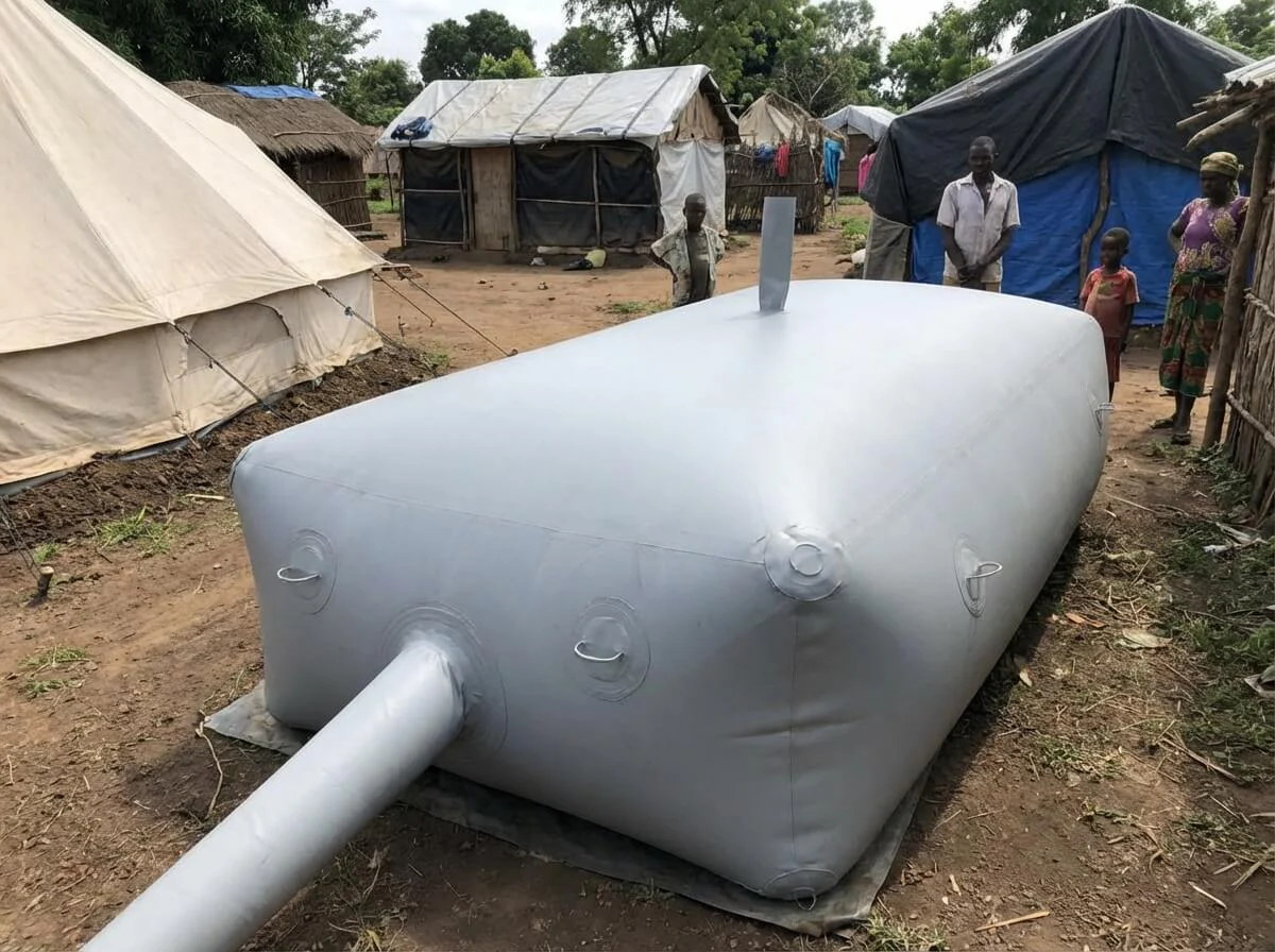 Emergency water storage tank for rural community backup
