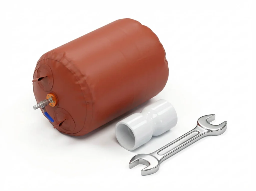 Biogas bag with wrench and pipe for easy DIY installation