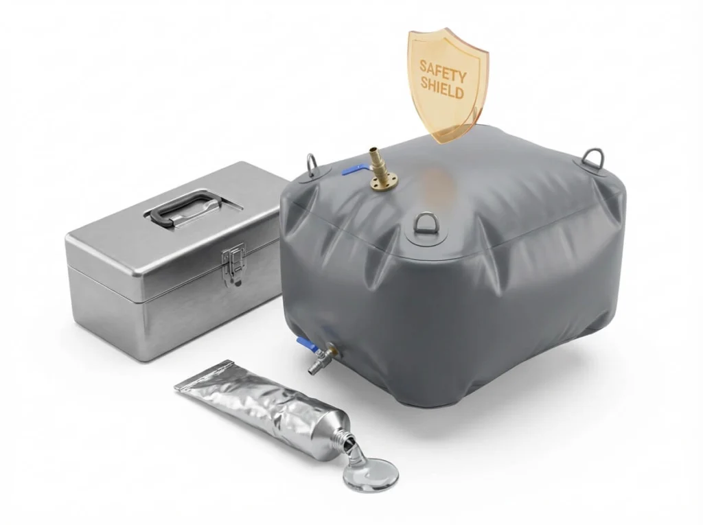 3D isometric repair kit box for immediate on-site fault tolerance of fuel tanks