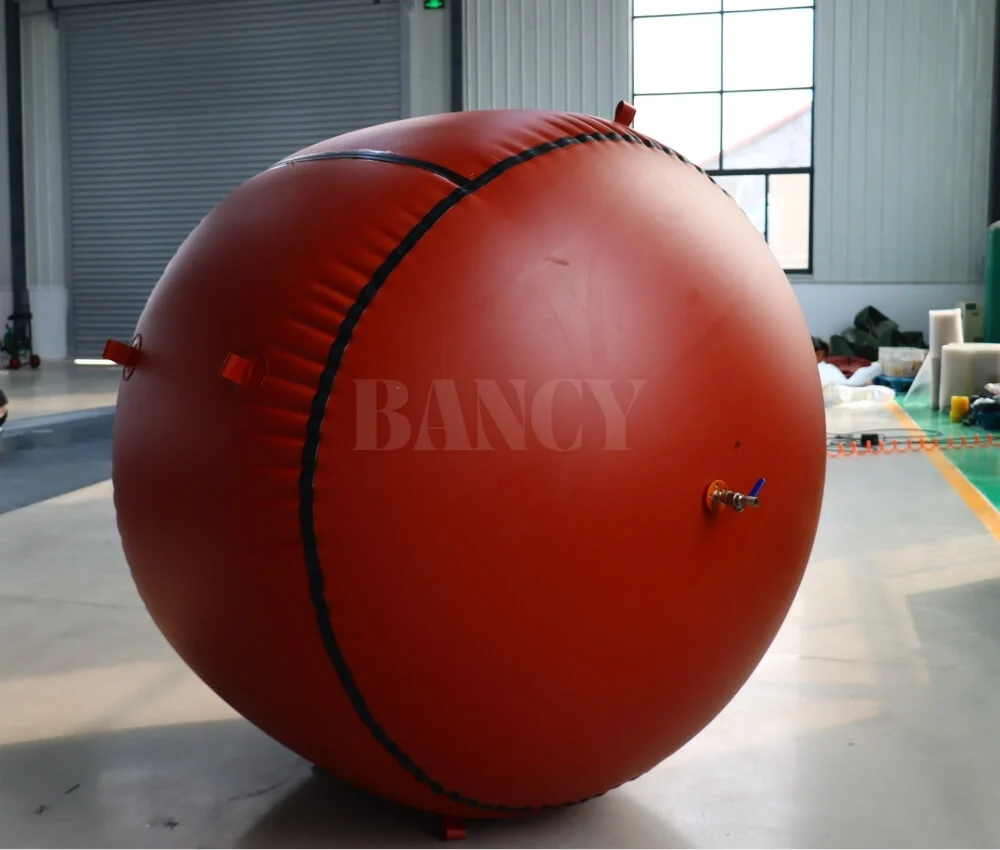 spherical red mud biogas balloon methane storage Fully inflated spherical red mud biogas balloon for anaerobic digester systems in factory.