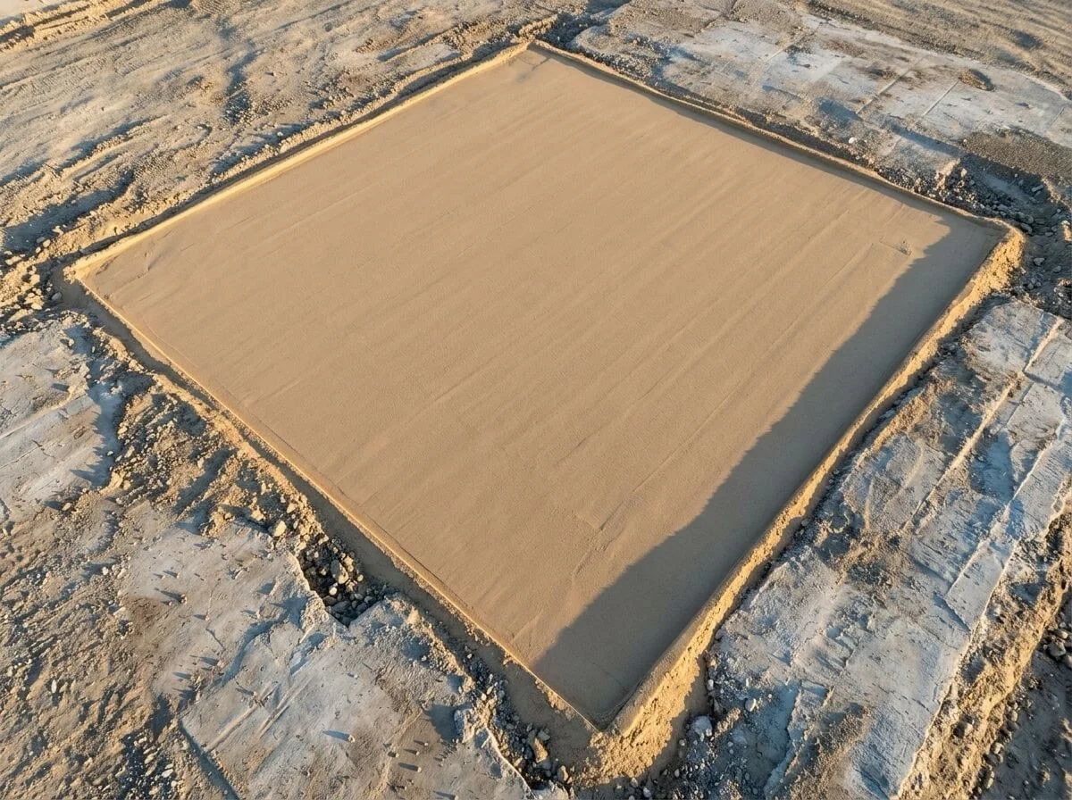leveled sand base construction site ground level
